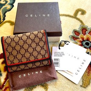 🌼 Celine NEW in Box Macadam Logo & Leather Card Case Wallet